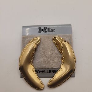 Gold Crescent Earrings by Elite